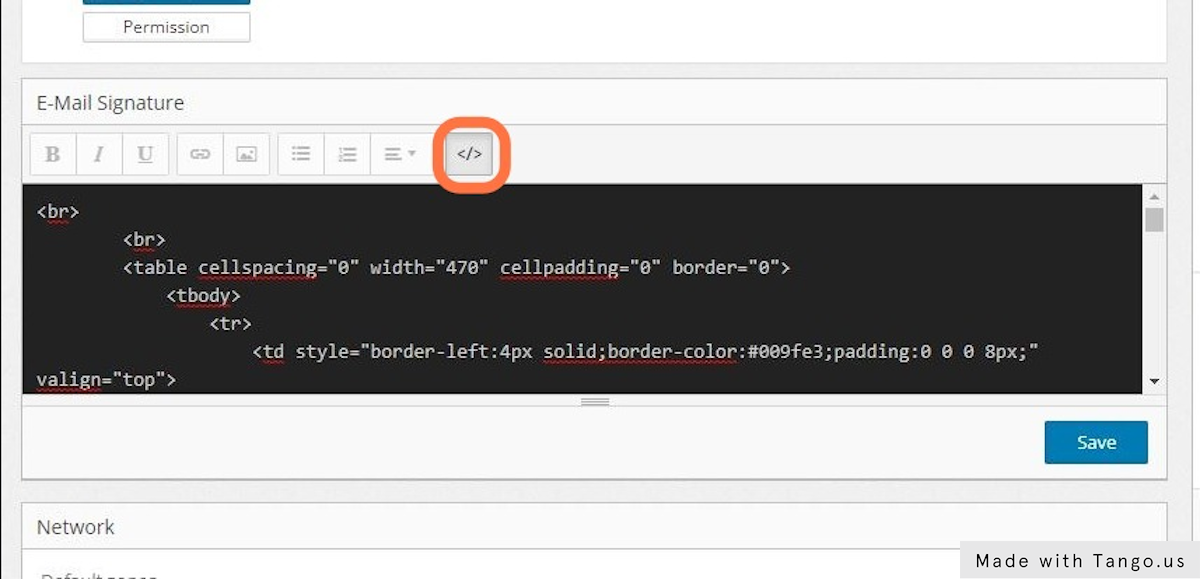 If you have the signature already created in any other application, you can copy the html source code and paste it in the CRM in the Code Viewer button.
