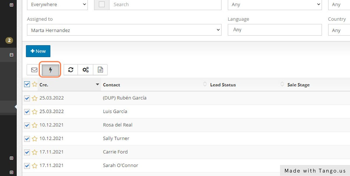 Click on the Bulk Actions button.