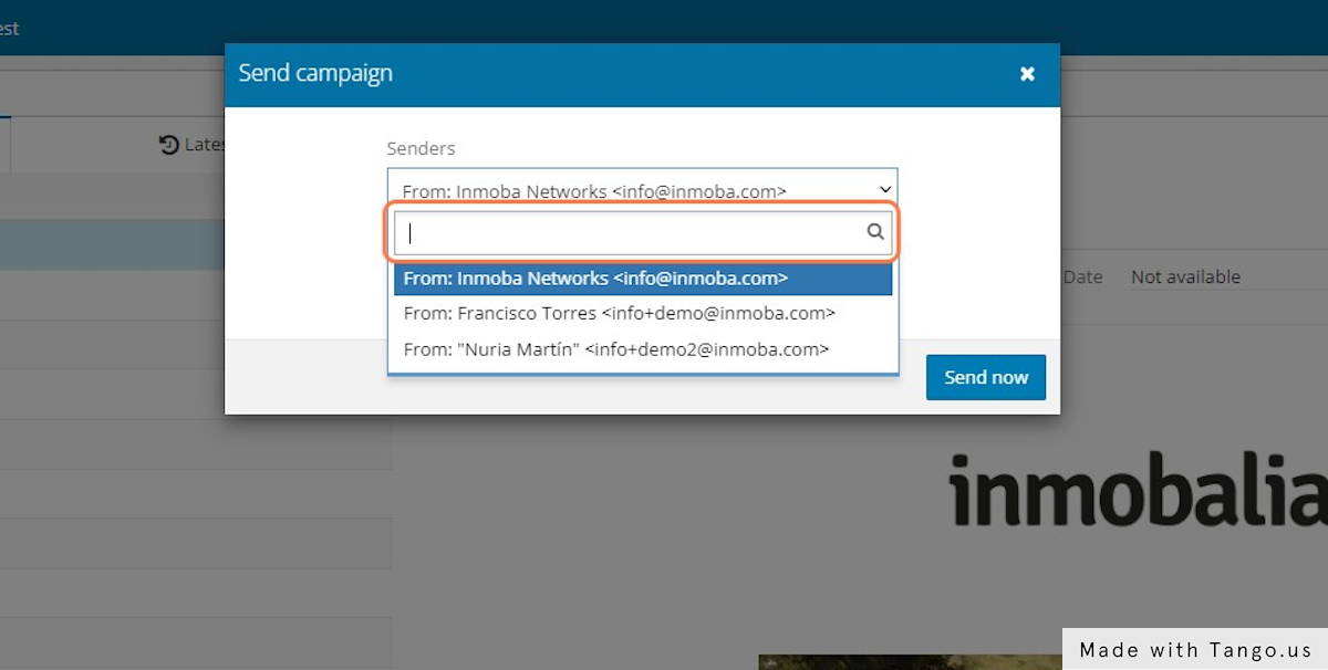 Open the Senders selector and select the right sender from the enabled email addresses list.