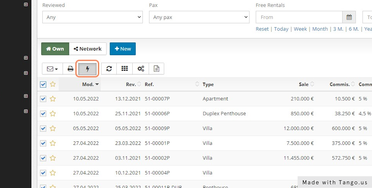 Click on the Bulk Actions button.