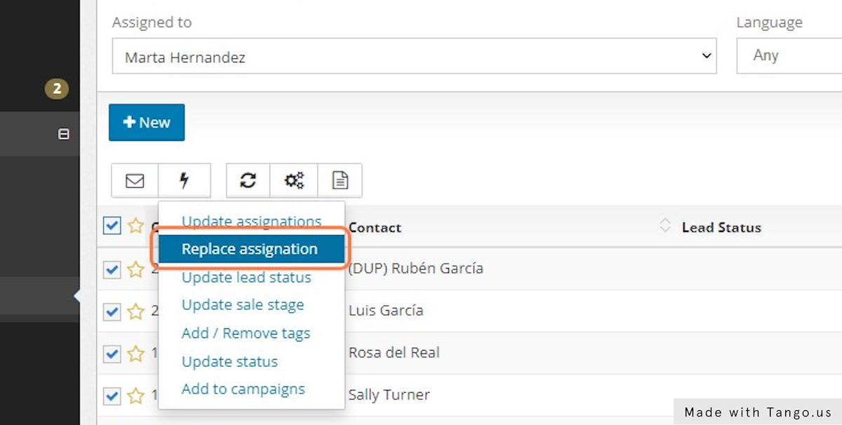 Select Replace assignation option.