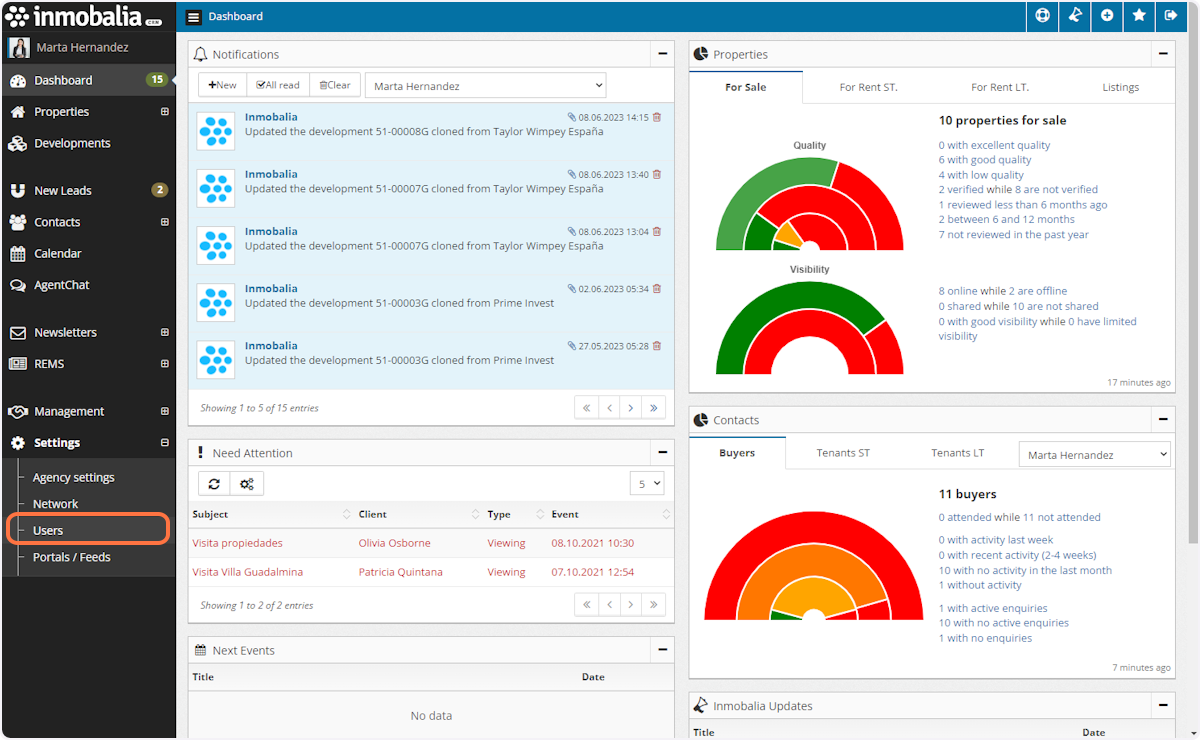 Go to Settings section and click on Users.