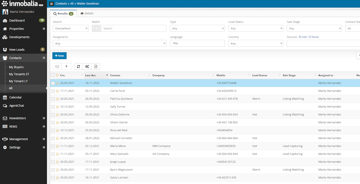 Go to the Contacts section and click on the contact you want to manage.