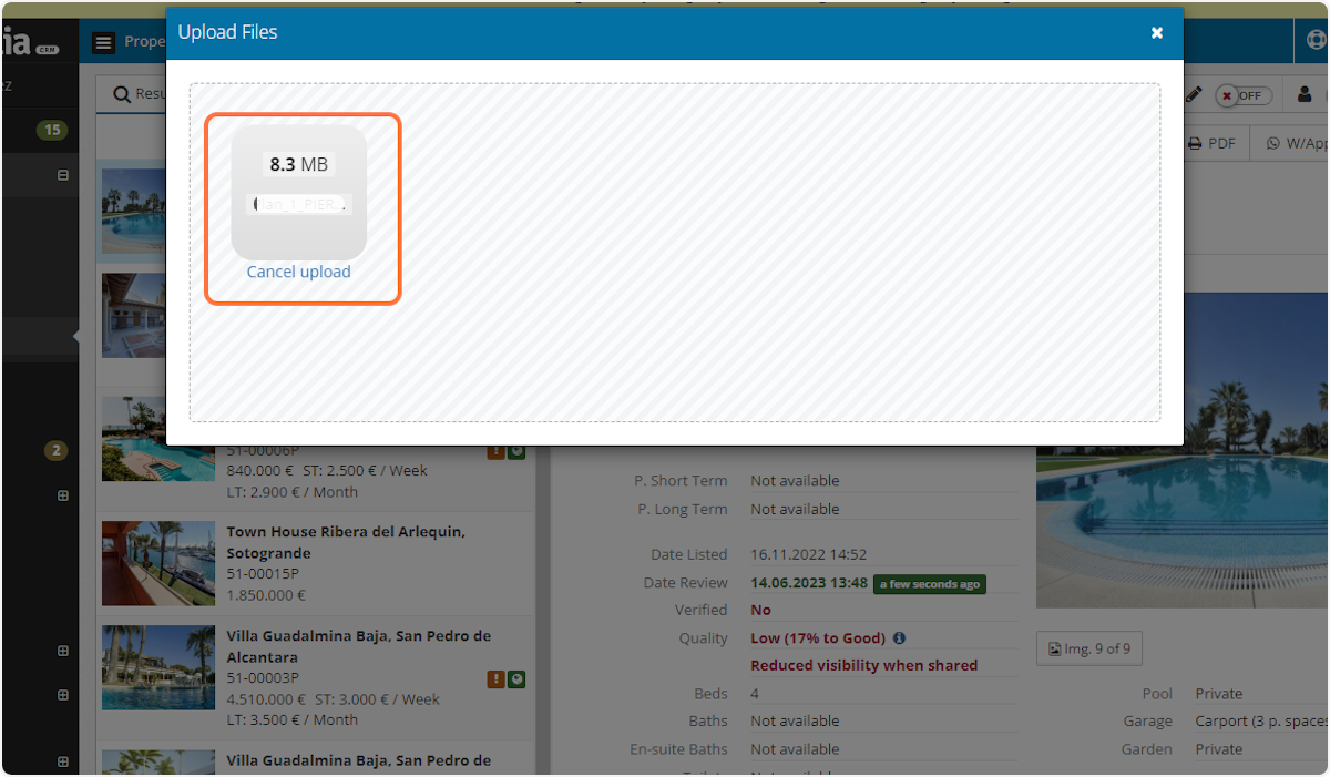 The file will be automatically uploaded